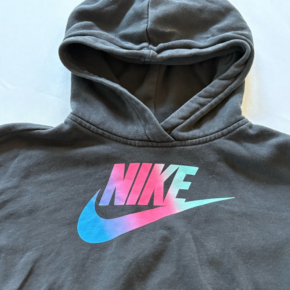 Nike Girls Crop Hoodie Black Size M - Picture 2 of 5